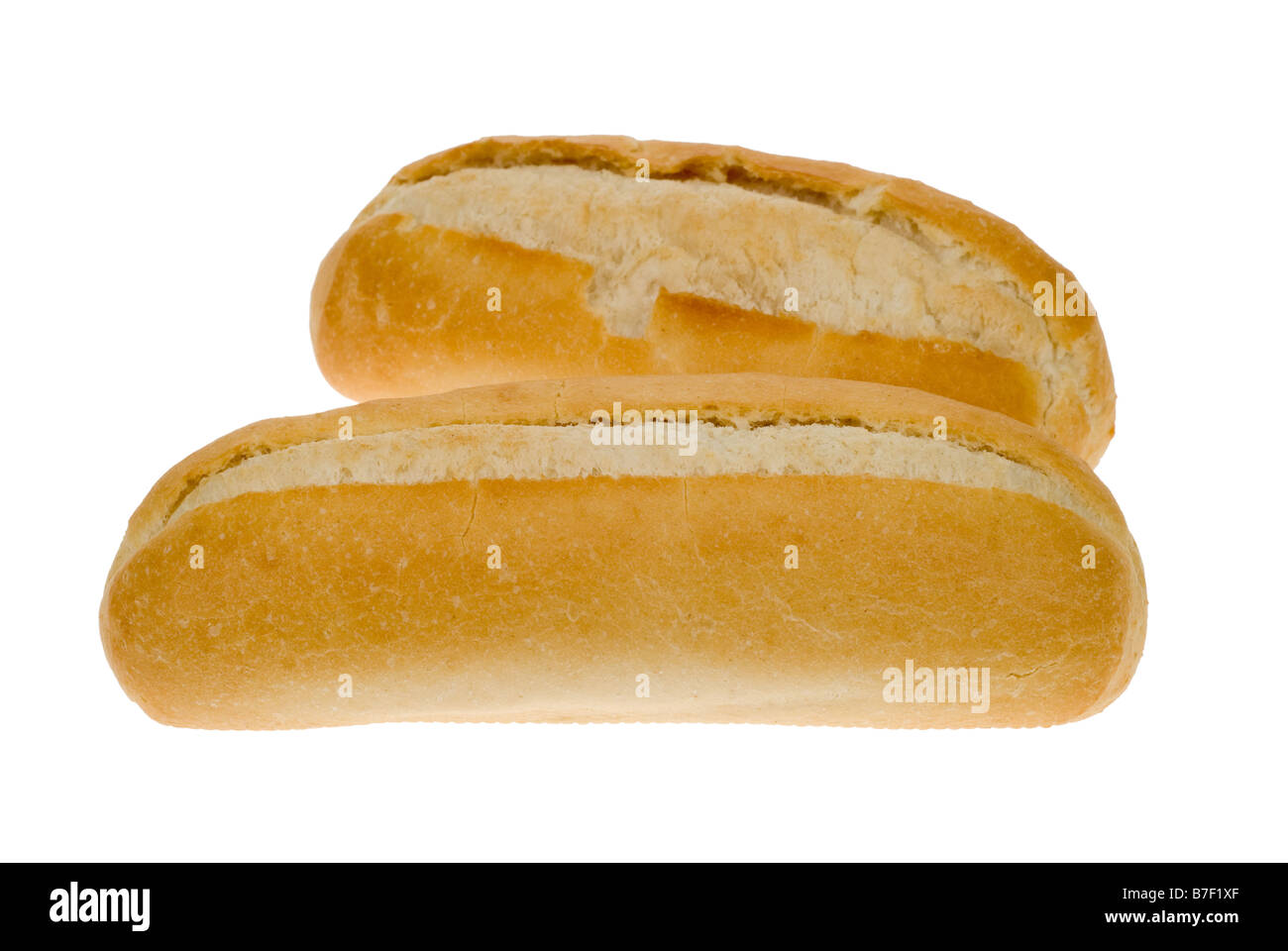 weißes Brot Brötchen isoliert auf weißem Hintergrund Stockfoto