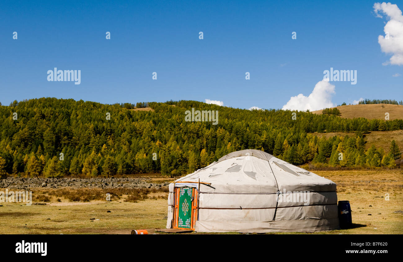 Einer traditionellen Jurte / Ger in der Mongolei. Stockfoto