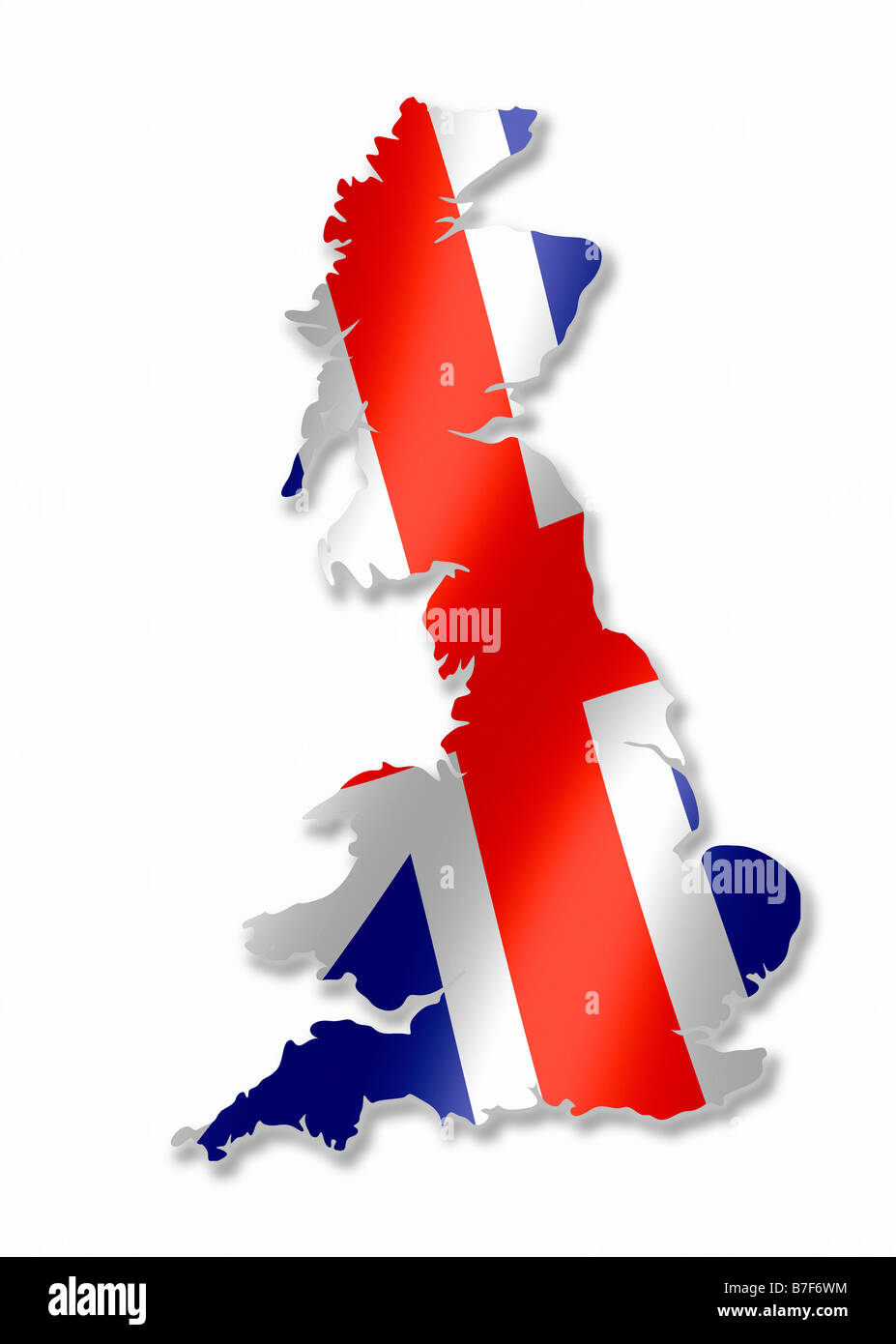 UK Vereinigtes Königreich Großbritannien England Schottland Landkarte Umriss mit Nationalflagge im Inneren Stockfoto