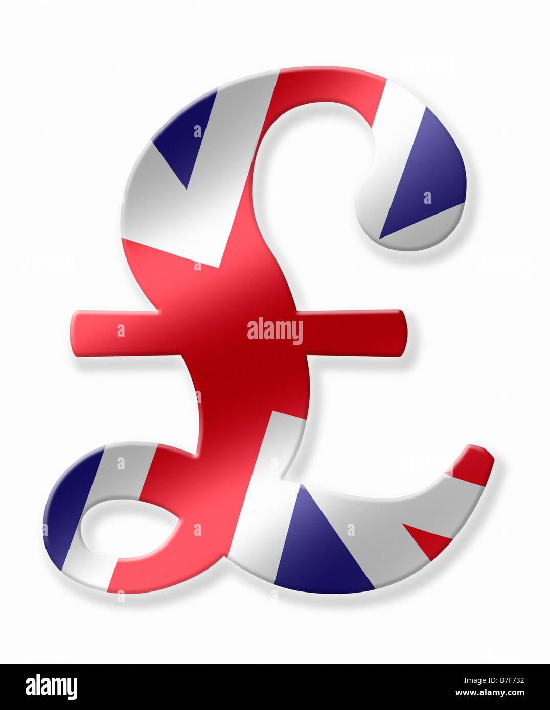 Pfund £ Symbol in UK Vereinigtes Königreich Großbritannien England Schottland Nationalflagge Stockfoto