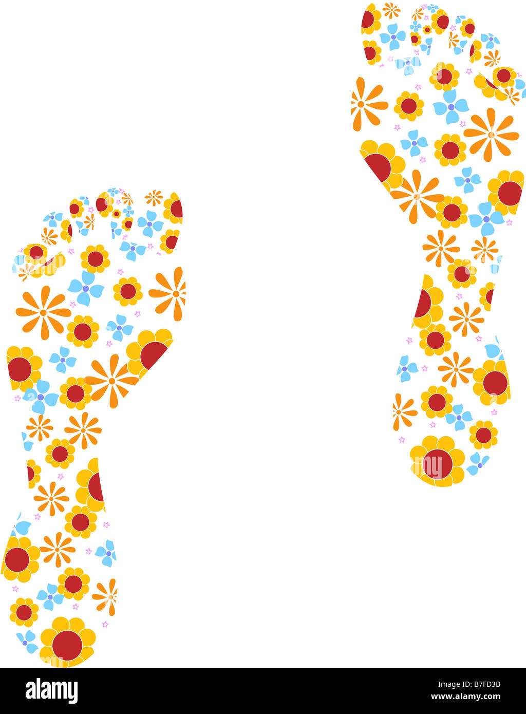 Flower-Power-Fußabdrücke Stockfoto