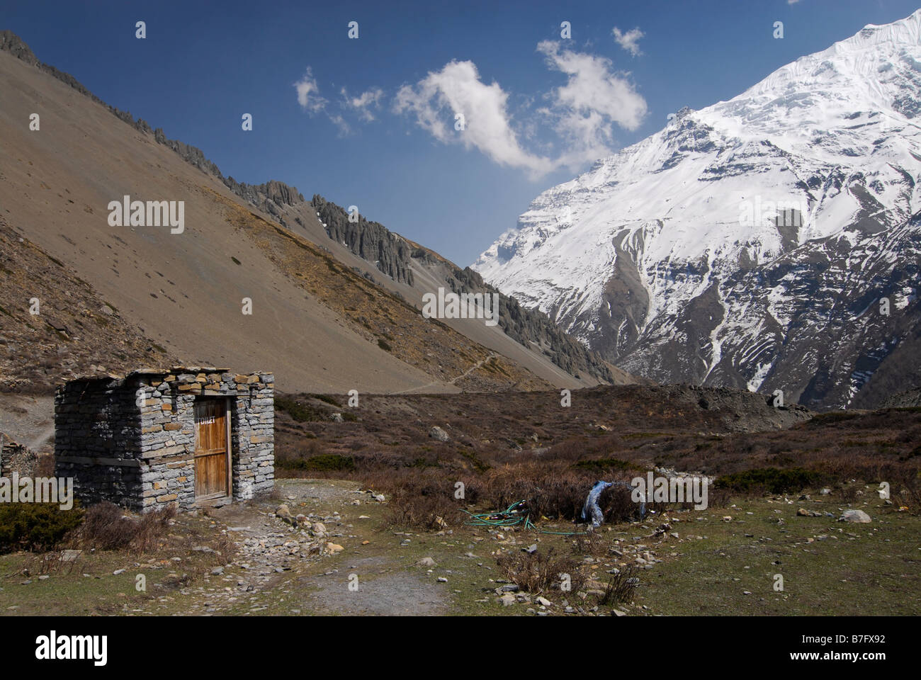 Die Toilette im Tilicho Basecamp Lodge. Nepal Stockfoto