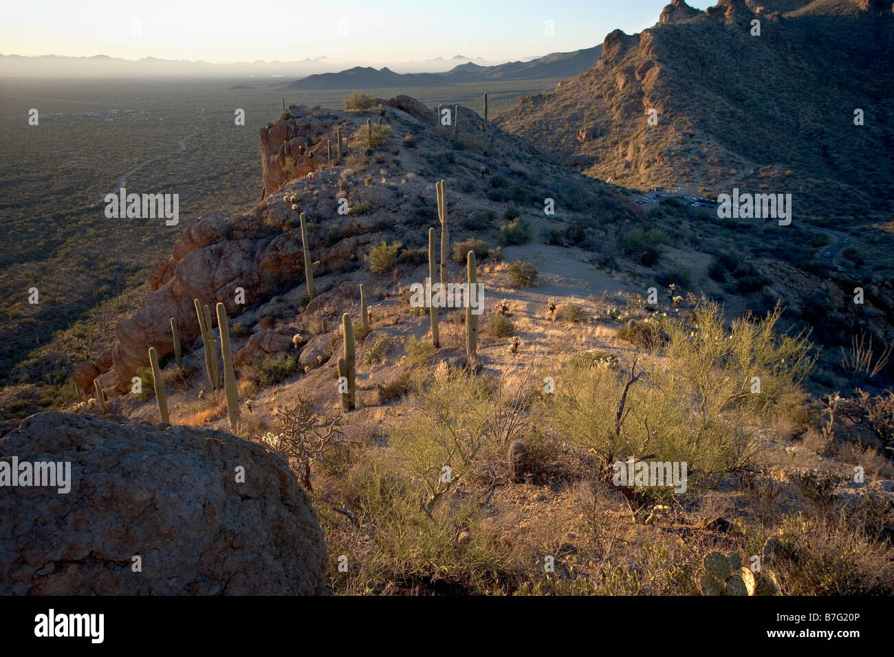 Gates Pass Tucson Arizona bei Sonnenuntergang. Stockfoto