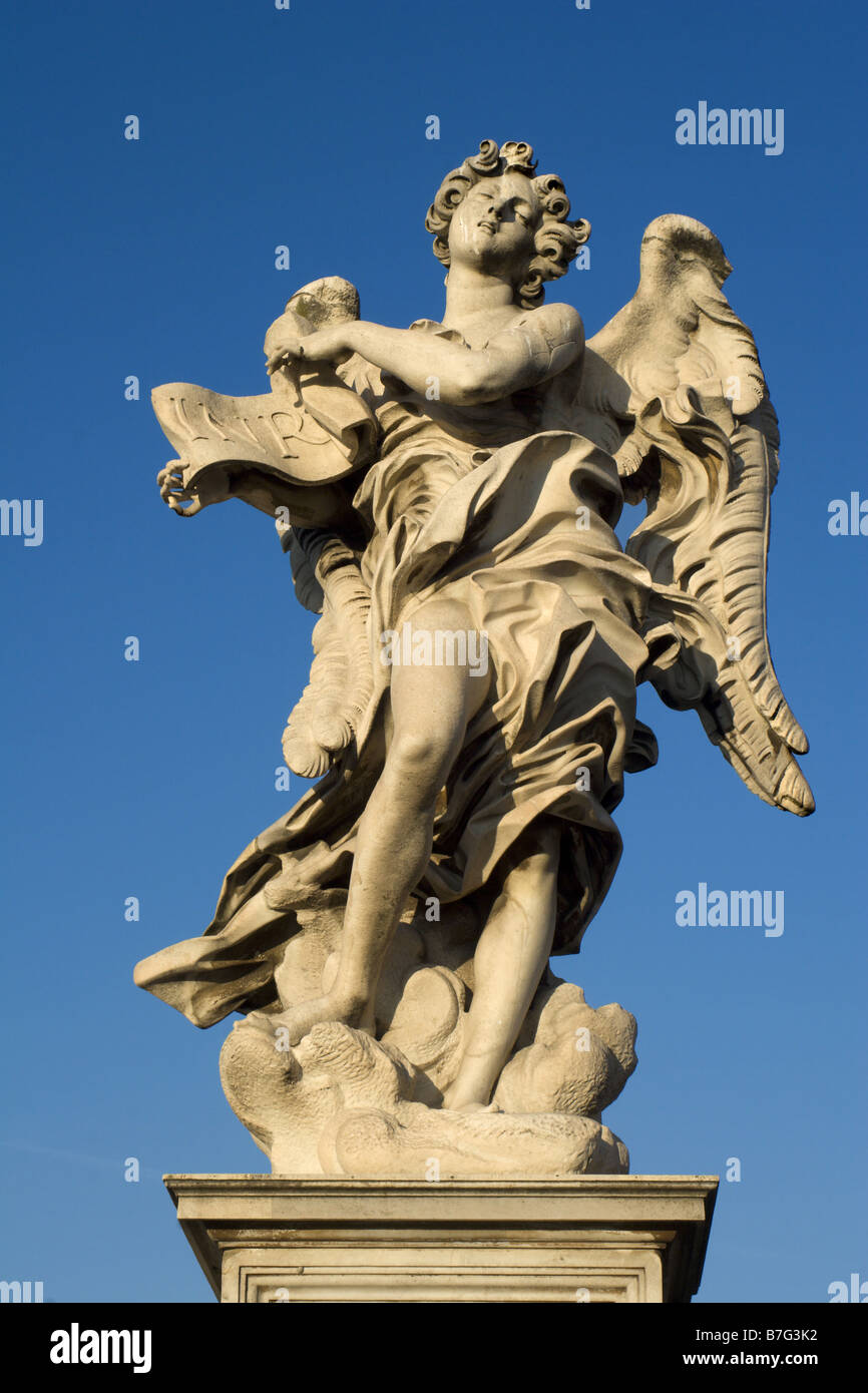 Rom - Engelsstatue Engel Brücke Morgen Stockfoto