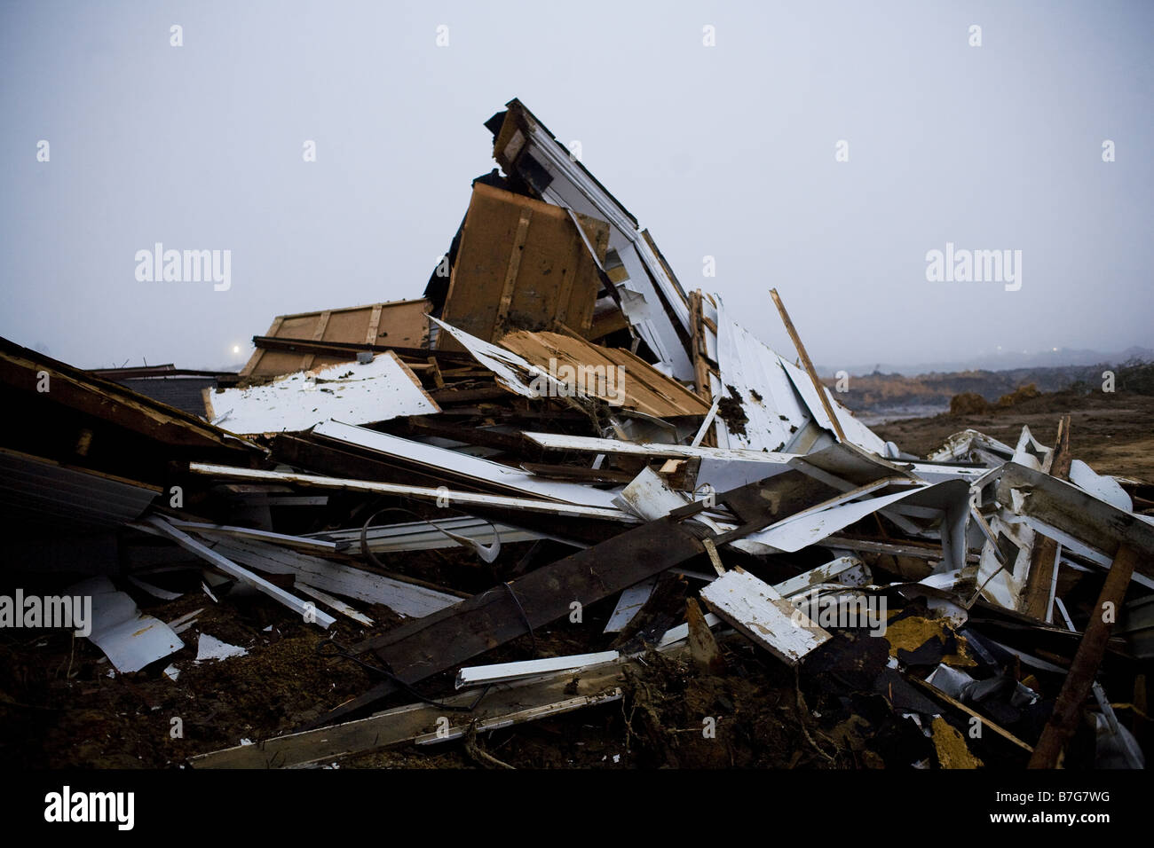 Die verwüstete Landschaft in der Nähe von Harriman, TN nach der Sintflut von Asche aus der TVA-Kohlekraftwerk. Stockfoto