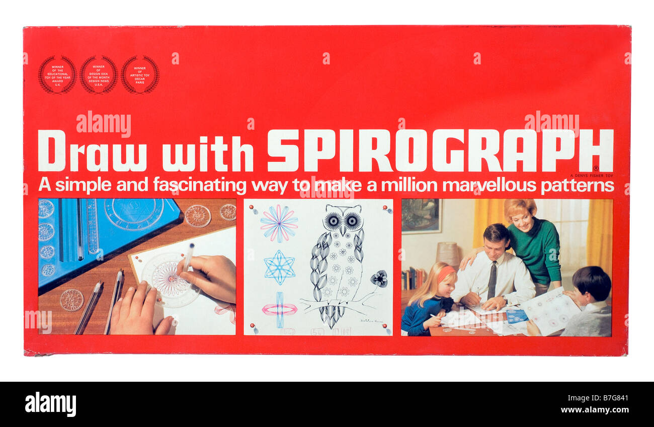 Spirograph eine geometrische Spielzeug Producings mathematische Kurven zeichnen Stockfoto