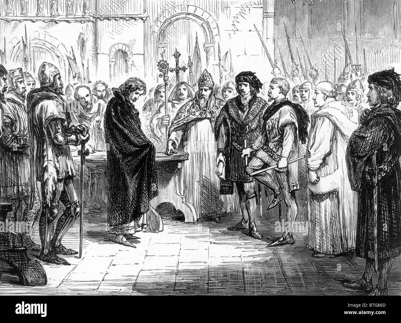 Die Ablagerung von König Edward II 1327 in Kenilworth Castle Warwickshire Illustration Stockfoto