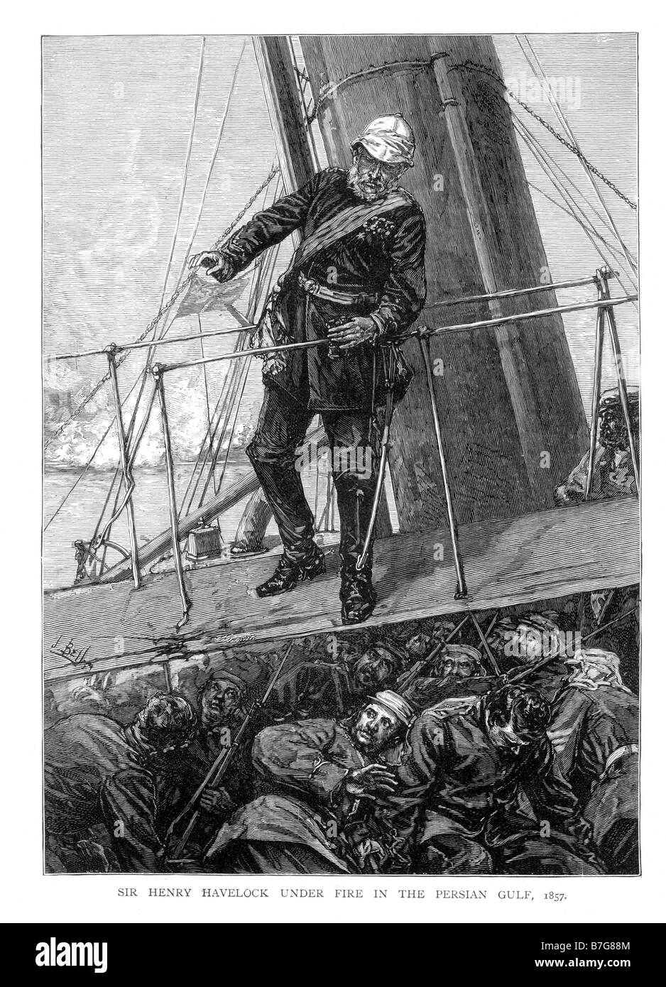 Sir Henry Havelock unter Beschuss in der persischen Golf 1857-Abbildung Stockfoto