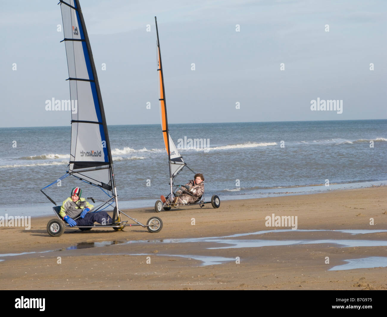 Landen Sie Windsurfen, Scheveningen, den Haag, Niederlande Stockfoto