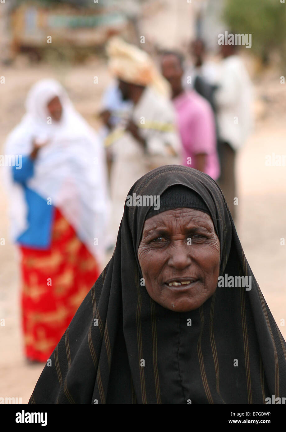 Frau in Kood Buur IDP Camp Hargeisa Somaliland Stockfoto