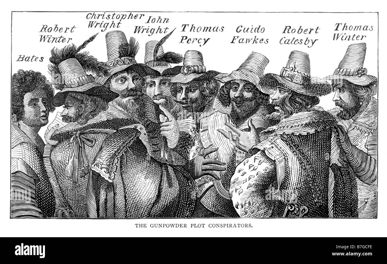 Gunpowder Plot Verschwörer des 19. Jahrhunderts Illustration Stockfoto