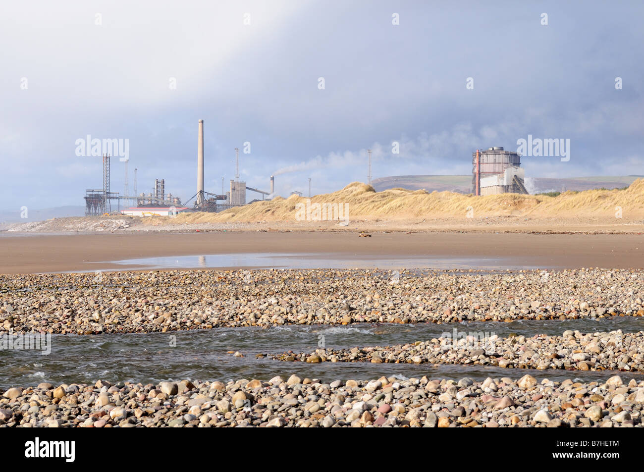 Margam Corus Stahlwerke Port Talbot von Sker Strand Qualitätsorientierung Glamorgan Wales Stockfoto