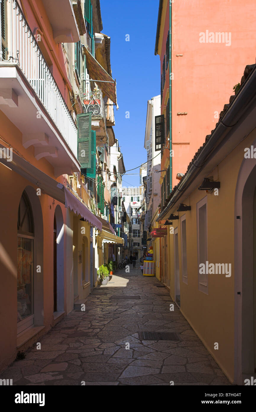 Gasse der Stadt Korfu Stockfoto