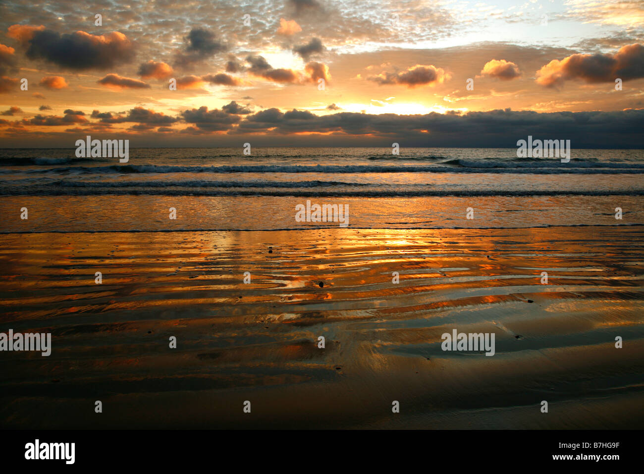 Dunaverty Strand im Sonnenuntergang, Mull of Kintyre, Westküste von Schottland, England, Vereinigtes Königreich. Stockfoto