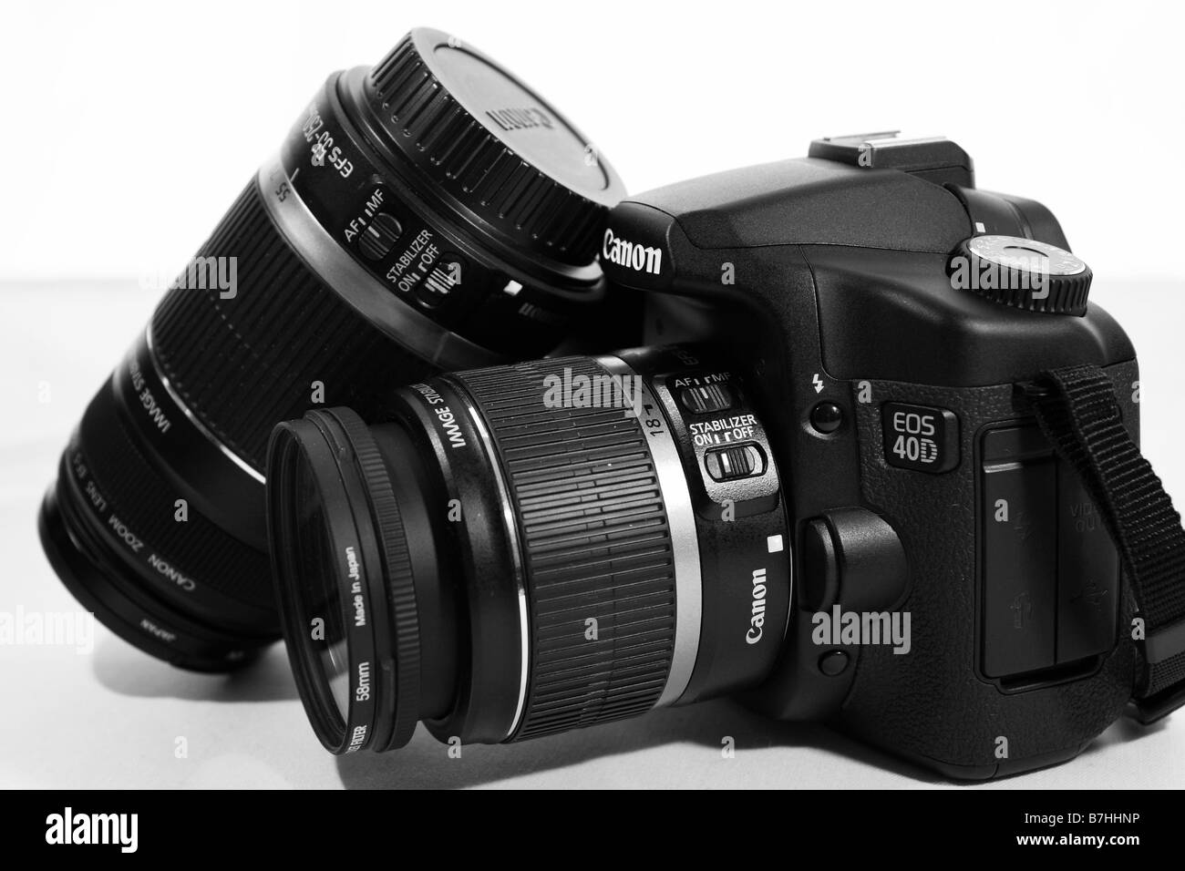 Ein Ende des Foto von einer Canon 40D SLR Digitalkamera Professional und Objektiv Stockfoto