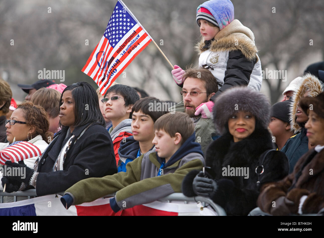 Drängen Sie sich in Washington für Obama Inauguration Stockfoto