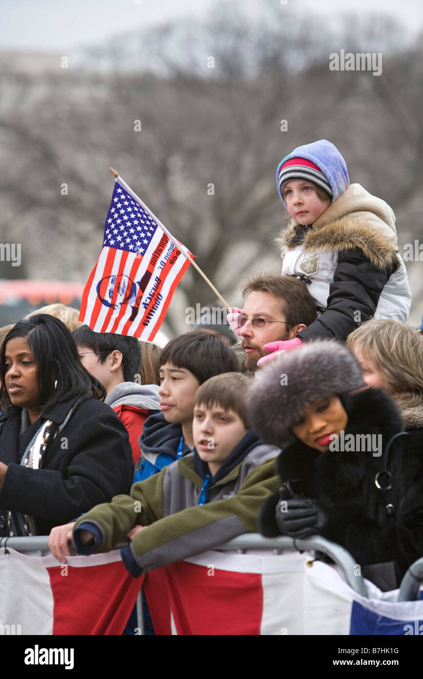 Drängen Sie sich in Washington für Obama Inauguration Stockfoto