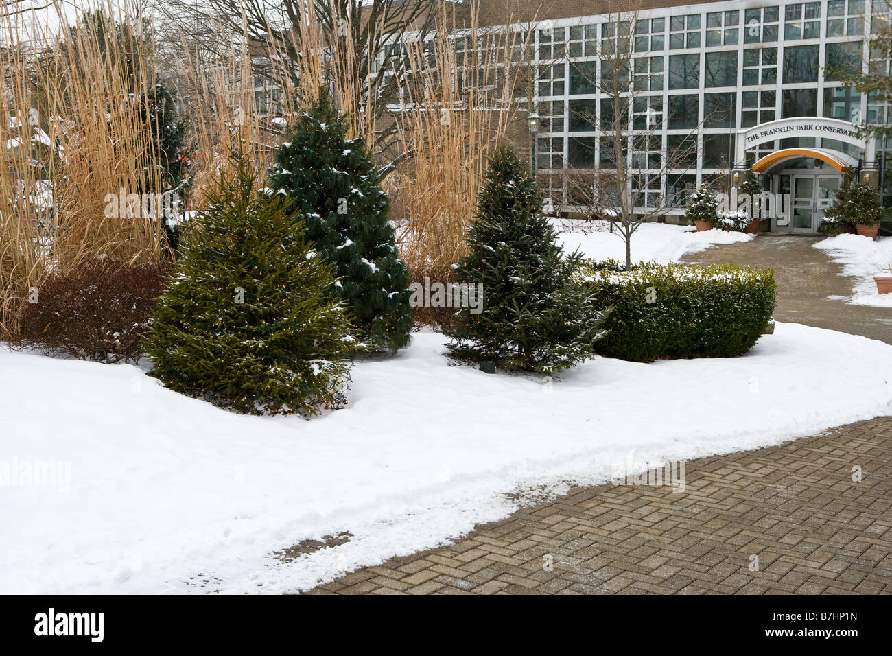 Eintritt in die Franklin Park Conservatory in der Winterzeit Stockfoto