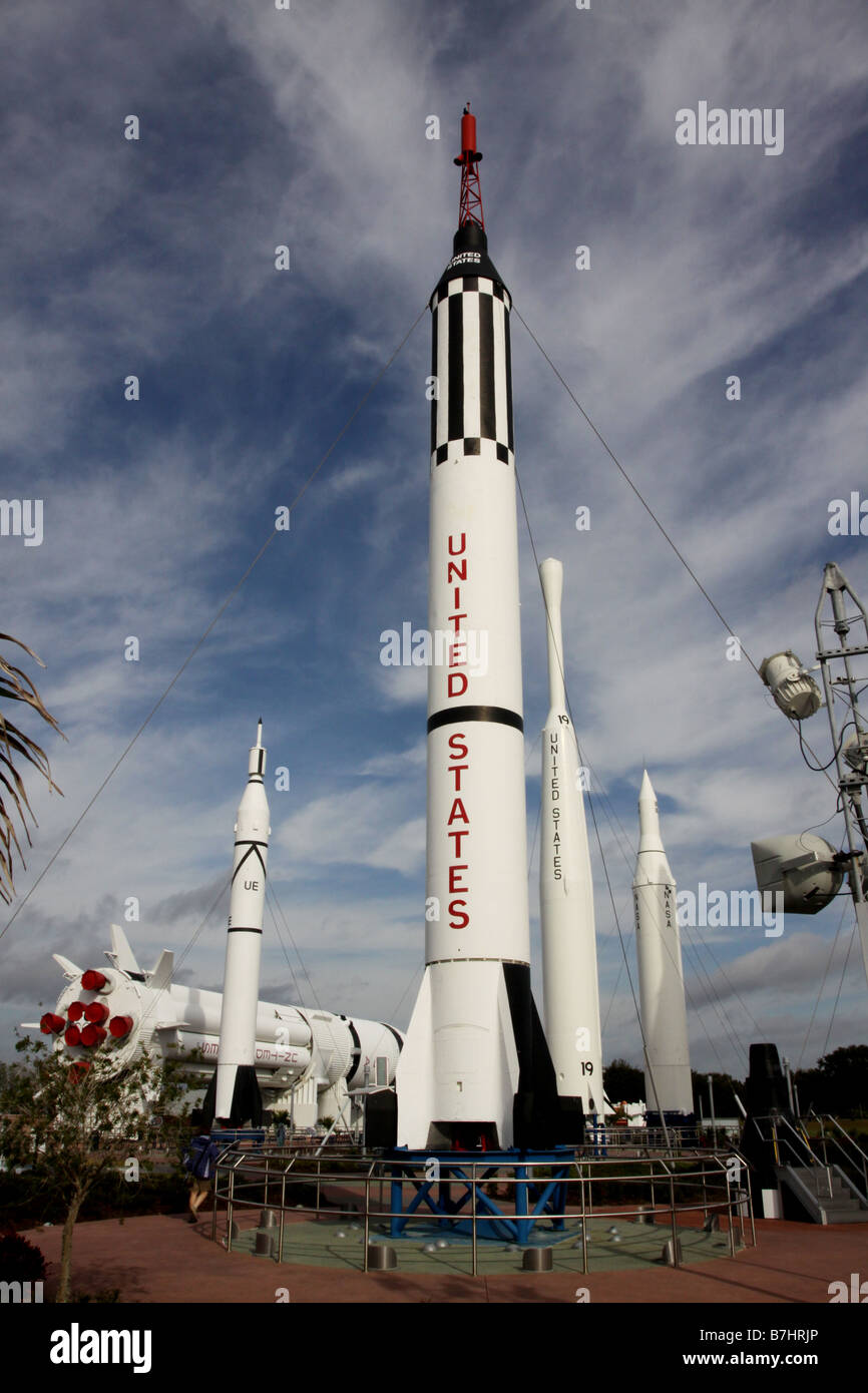 NASA-Mercury-Redstone Freedom 7 Rakete Besucherzentrum Kennedy Space Center Cape Canaveral Tour Tourist Museumsausstellung Stockfoto