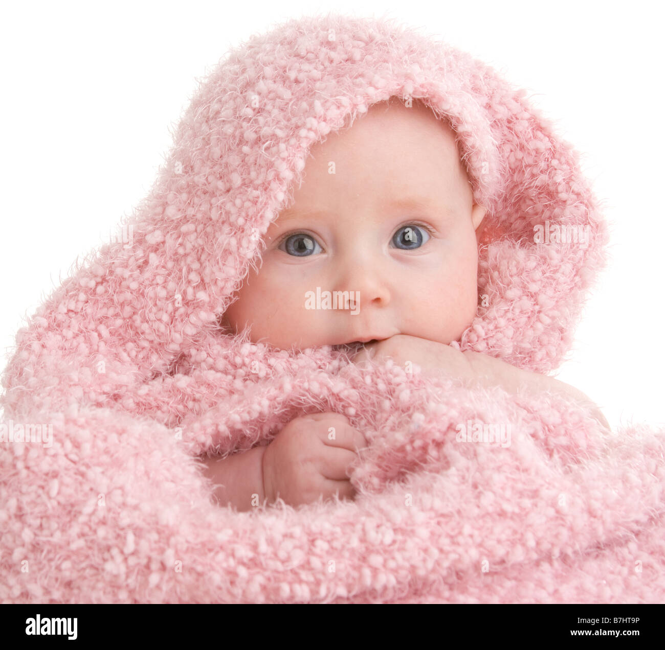 Baby in rosa Schal gewickelt Stockfoto