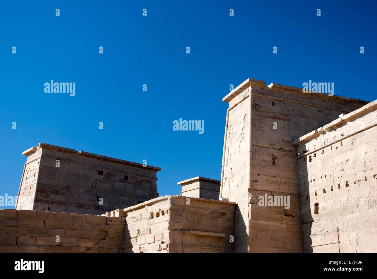 Ersten & zweiten Pylone Philae Tempel Ägyptens Stockfoto