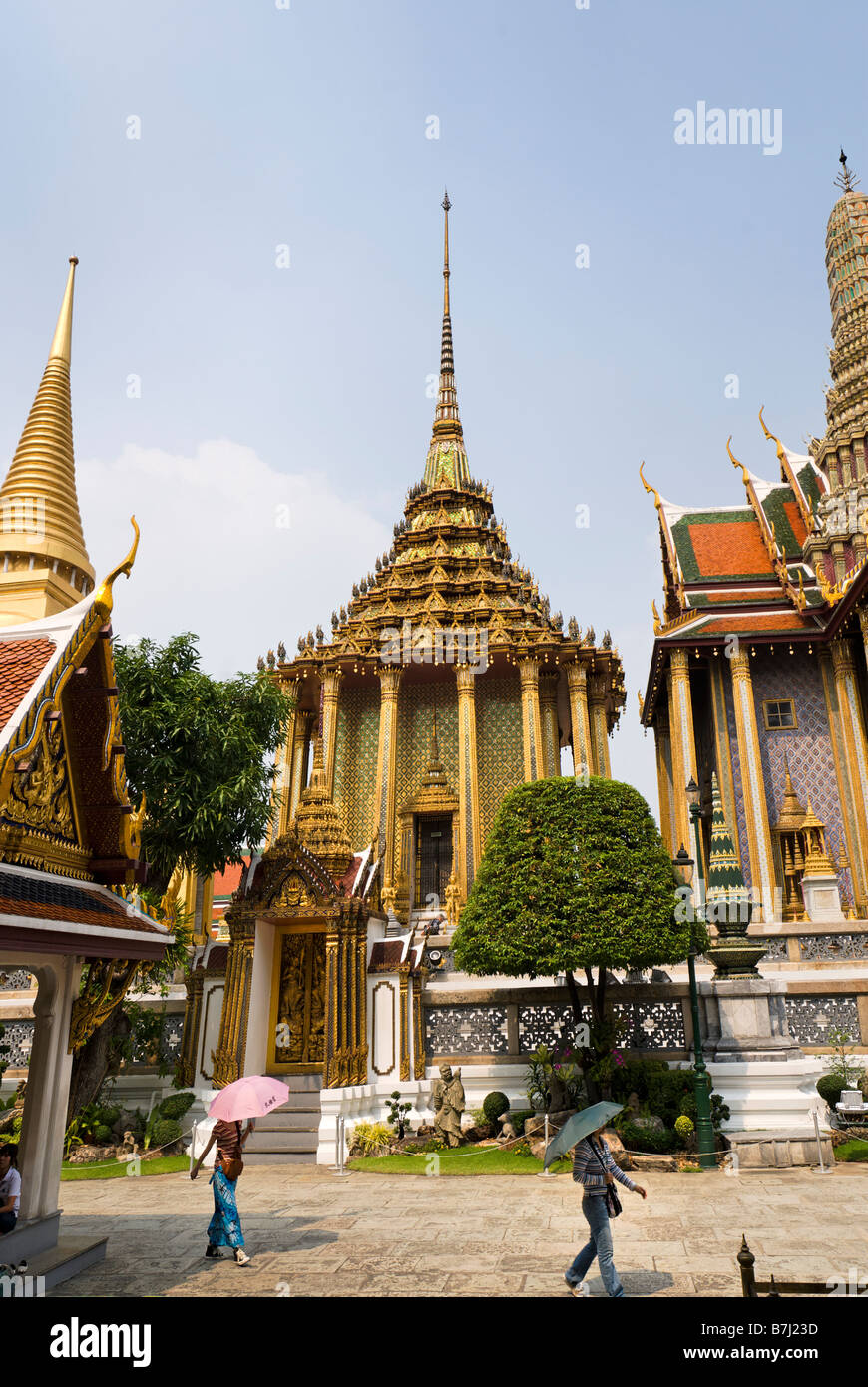 Das Phra Mondop Gebäude - Wat Phra Kaew und dem Grand Palace in Bangkok Zentralthailand Stockfoto