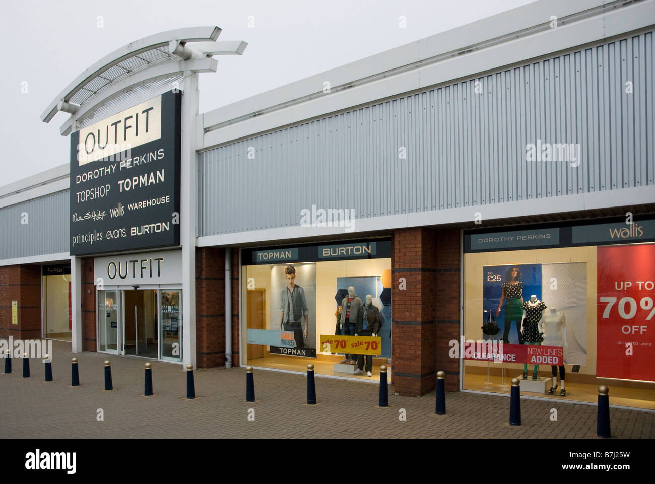 Arcadia Group Outfit Retail Outlet Shoppingcenter in Preston, Lancs Stockfoto