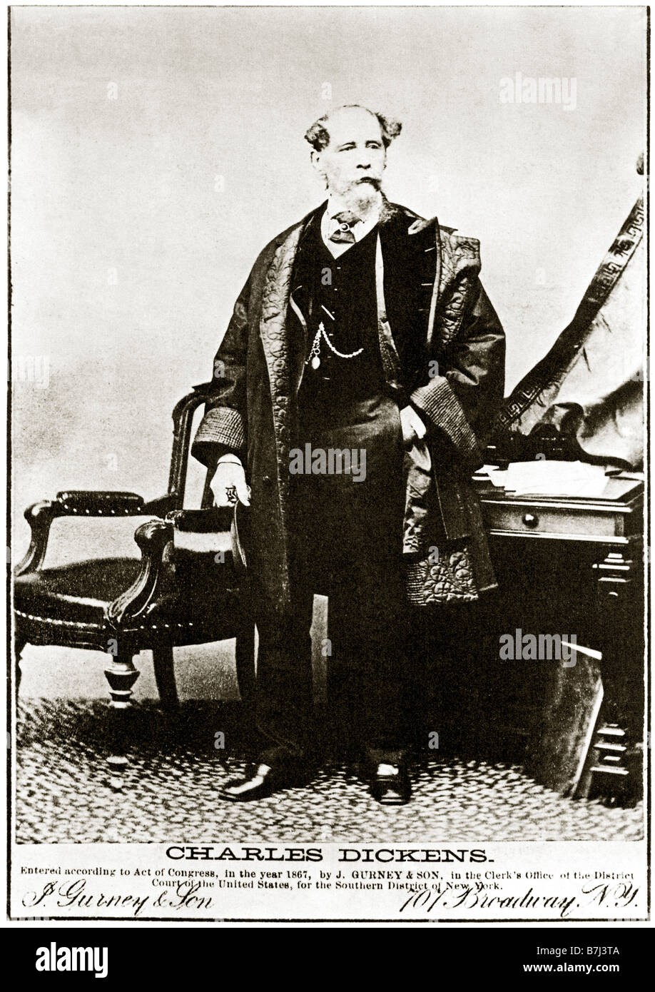 Charles Dickens in New York 1867 fotografische Porträt des Autors von Gurney auf seiner Lesereise durch die USA Stockfoto