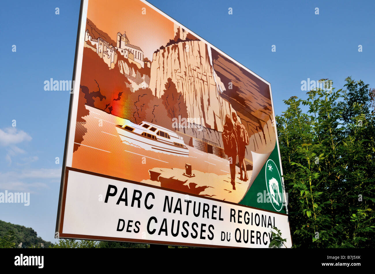 Signal des regionalen Natur Park Causses du Quercy, Frankreich Stockfoto