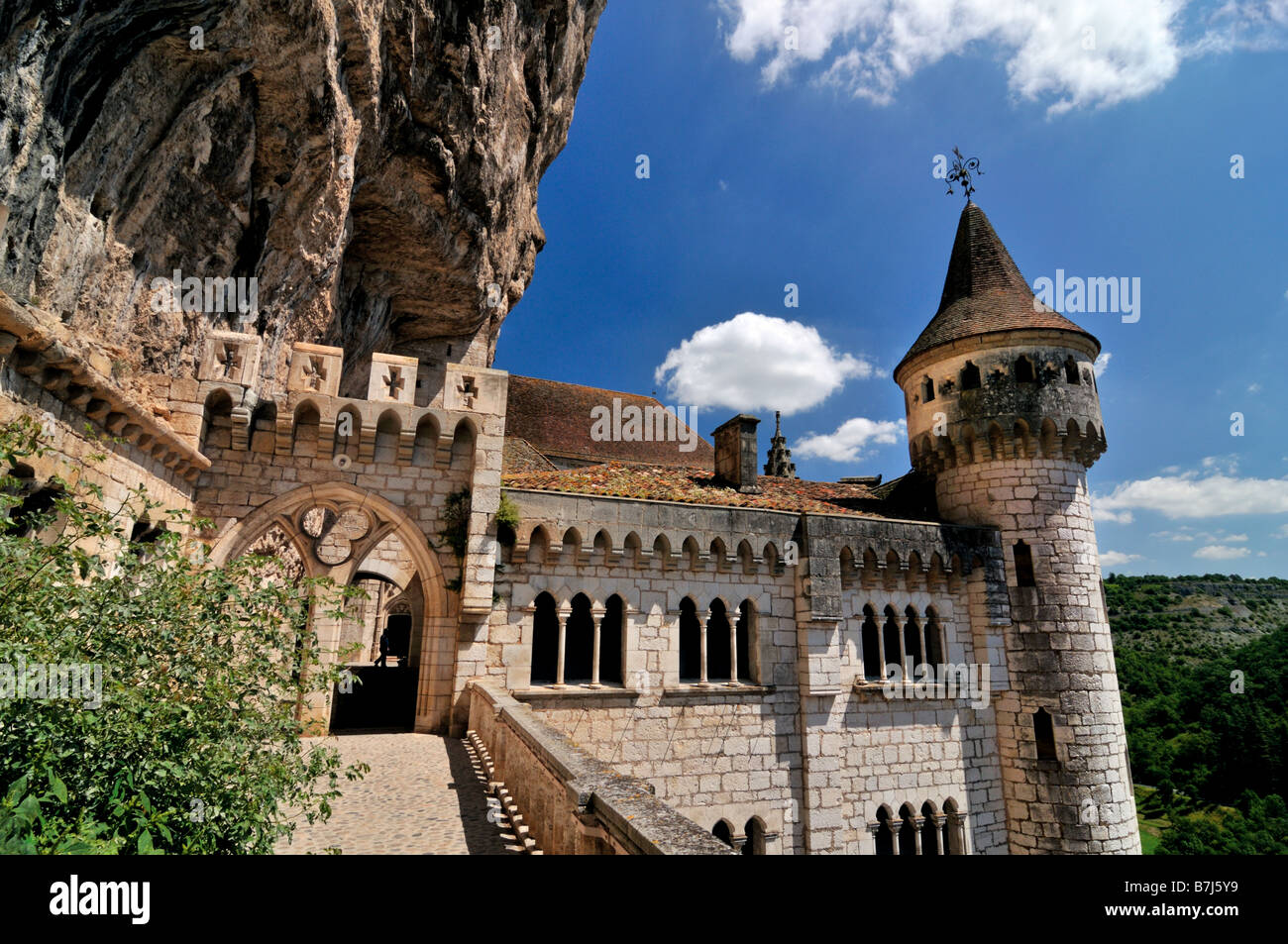 Blick auf das Heiligtum von Rocamadour in Frankreich Stockfoto
