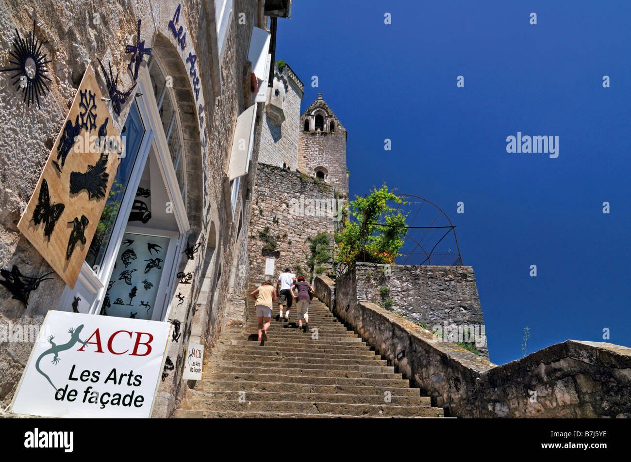 Pilgrims´staircase in Rocamadour, Frankreich Stockfoto