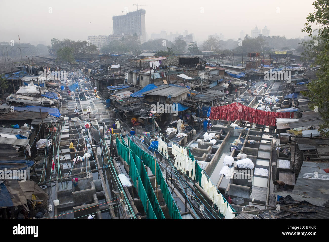 Die Mahalaxmi Dhobi Ghat in Mumbai, Indien. Stockfoto