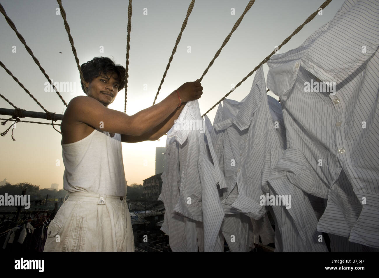 Die Mahalaxmi Dhobi Ghat in Mumbai, Indien. Stockfoto