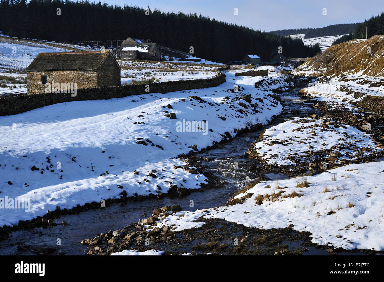 Killhope Burn in der Nähe von dem Killhope führen Mining Heritage Centre in Weardale Stockfoto