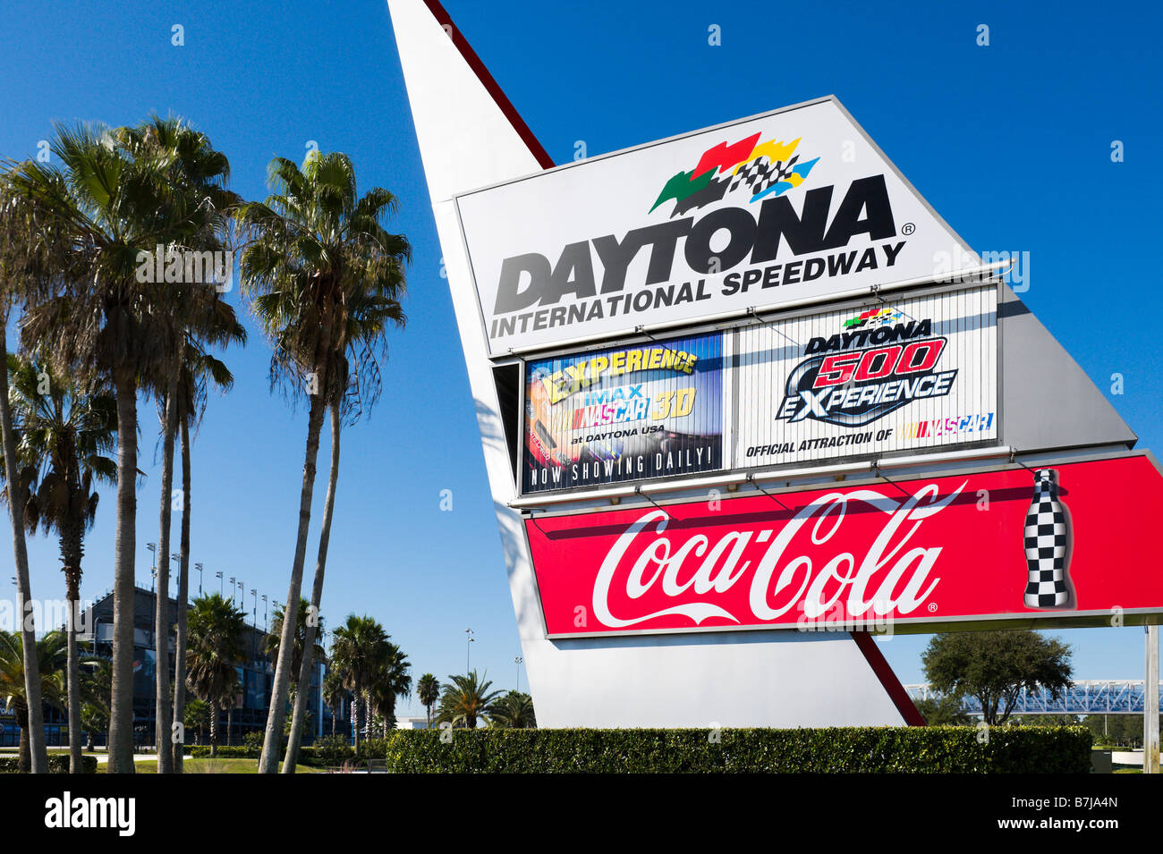 Melden Sie außen Daytona International Speedway, Daytona Beach, Volusia County, Florida, USA Stockfoto