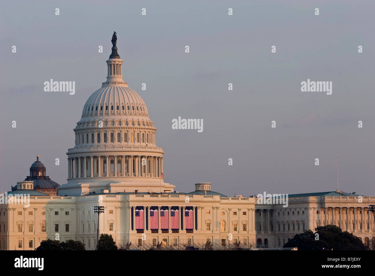 Washington DC das US Capitol Gebäude am Nachmittag von der Amtseinführung von Barack Obama Stockfoto