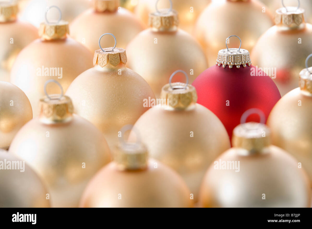 Auswahl von rot und Gold Weihnachtsschmuck Stockfoto