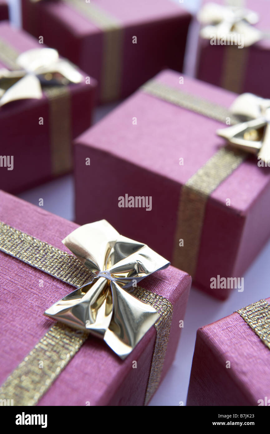 Gruppe von Geschenk verpackt Weihnachtsgeschenke Stockfoto