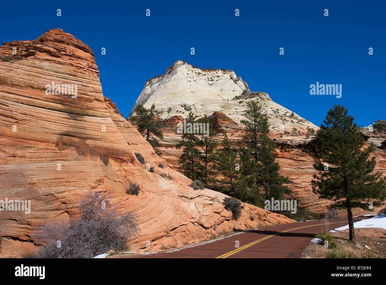 Autobahn 9, Zion Nationalpark, Utah, USA. Stockfoto