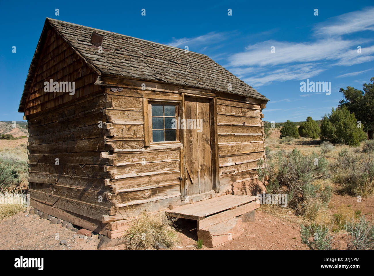 Morrell Kabine, Cathedral Valley, Capitol Reef National Park, Utah. Stockfoto