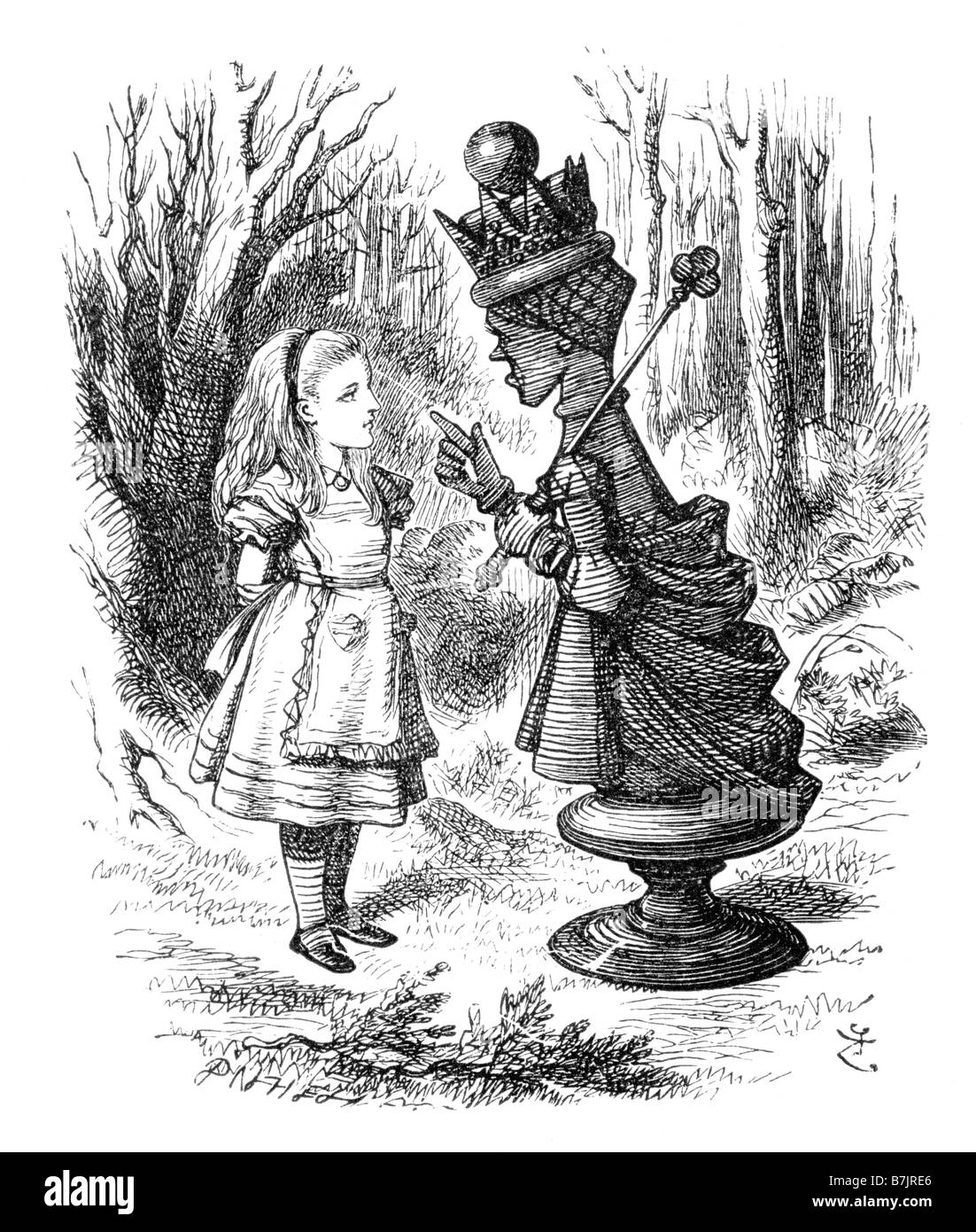 Alice mit der Königin Alice durch den Spiegel-Illustration von Sir John Tenniel 1820 bis 1914 Stockfoto