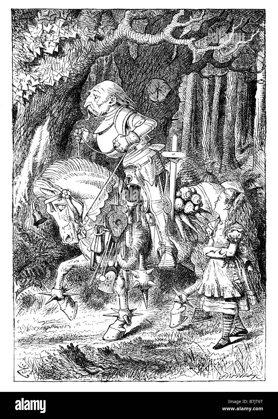 Die weißen Ritter Alice durch den Spiegel-Illustration von Sir John Tenniel 1820 bis 1914 Stockfoto