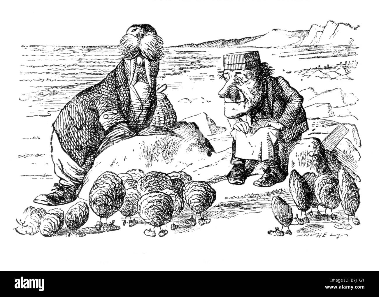 Das Walross und der Zimmermann Alice durch den Spiegel-Illustration von Sir John Tenniel 1820 bis 1914 Stockfoto