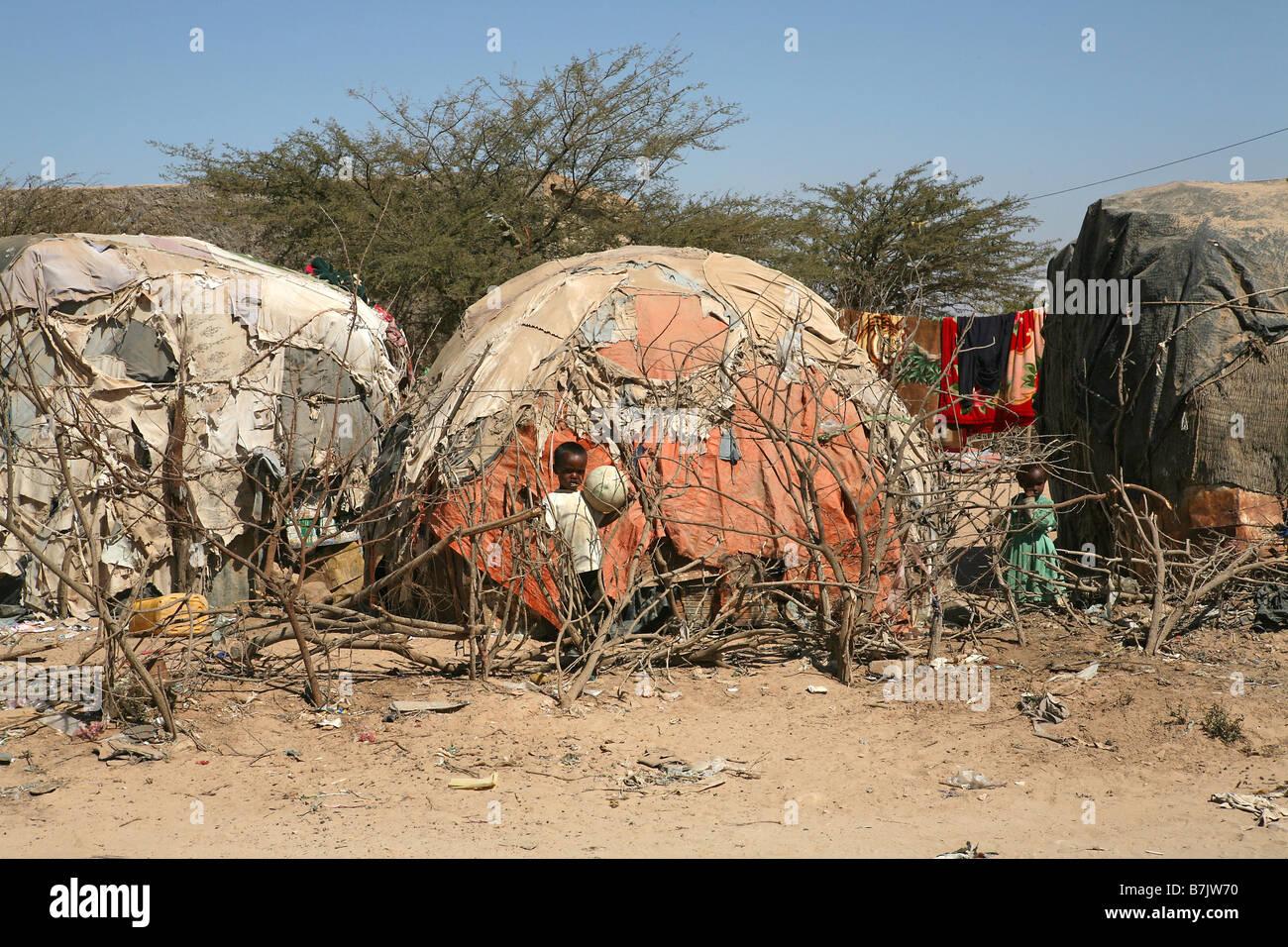 Kinder im Repräsentantenhaus IDP camp Hargeisa Somaliland Afrika Stockfoto
