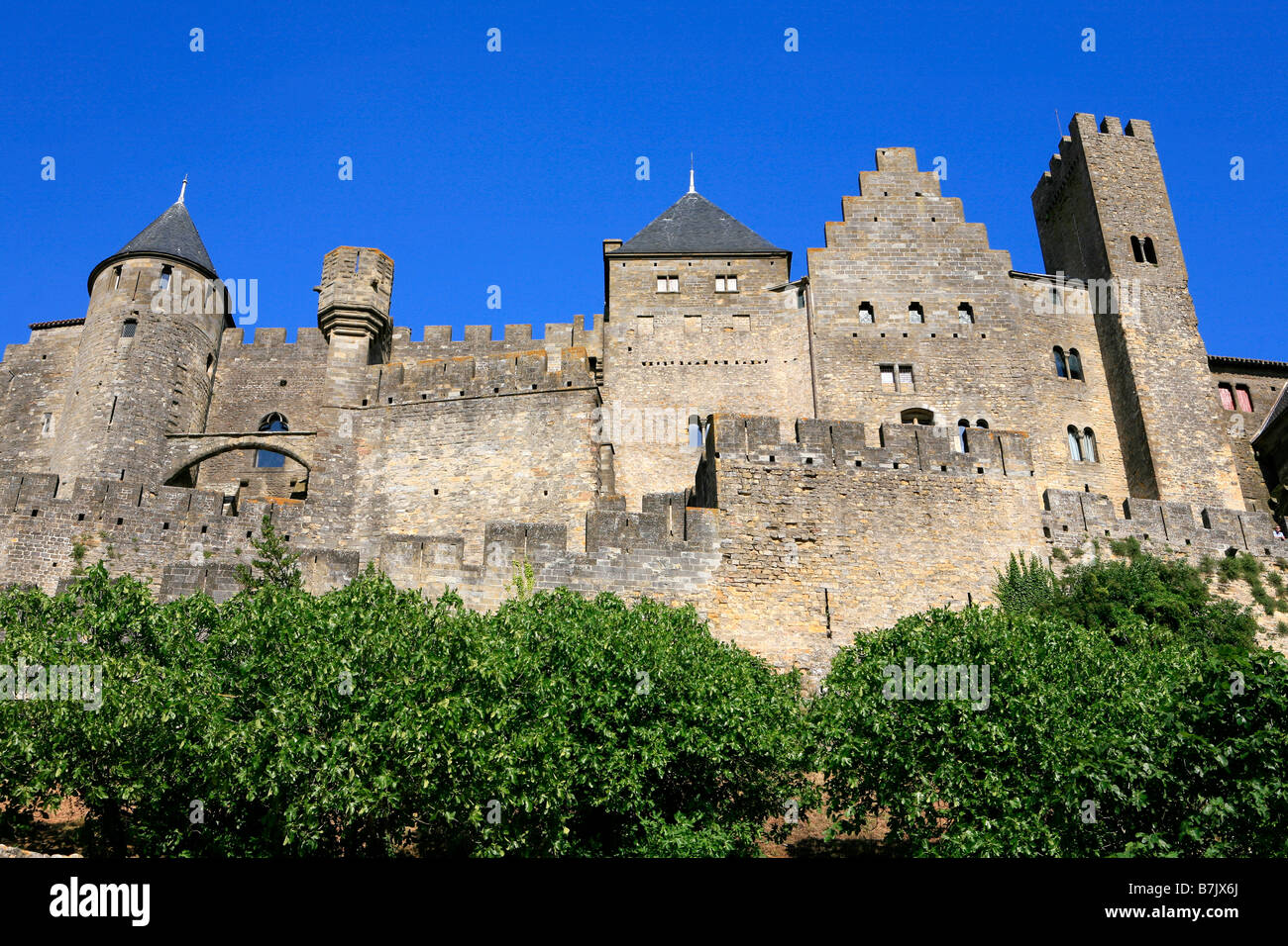Die mittelalterliche Stadt Carcassonne in Frankreich Stockfoto