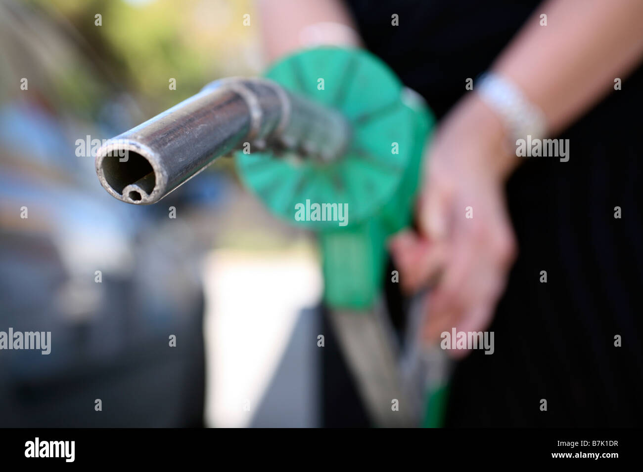 Benzin-Pumpe-Düse Stockfoto