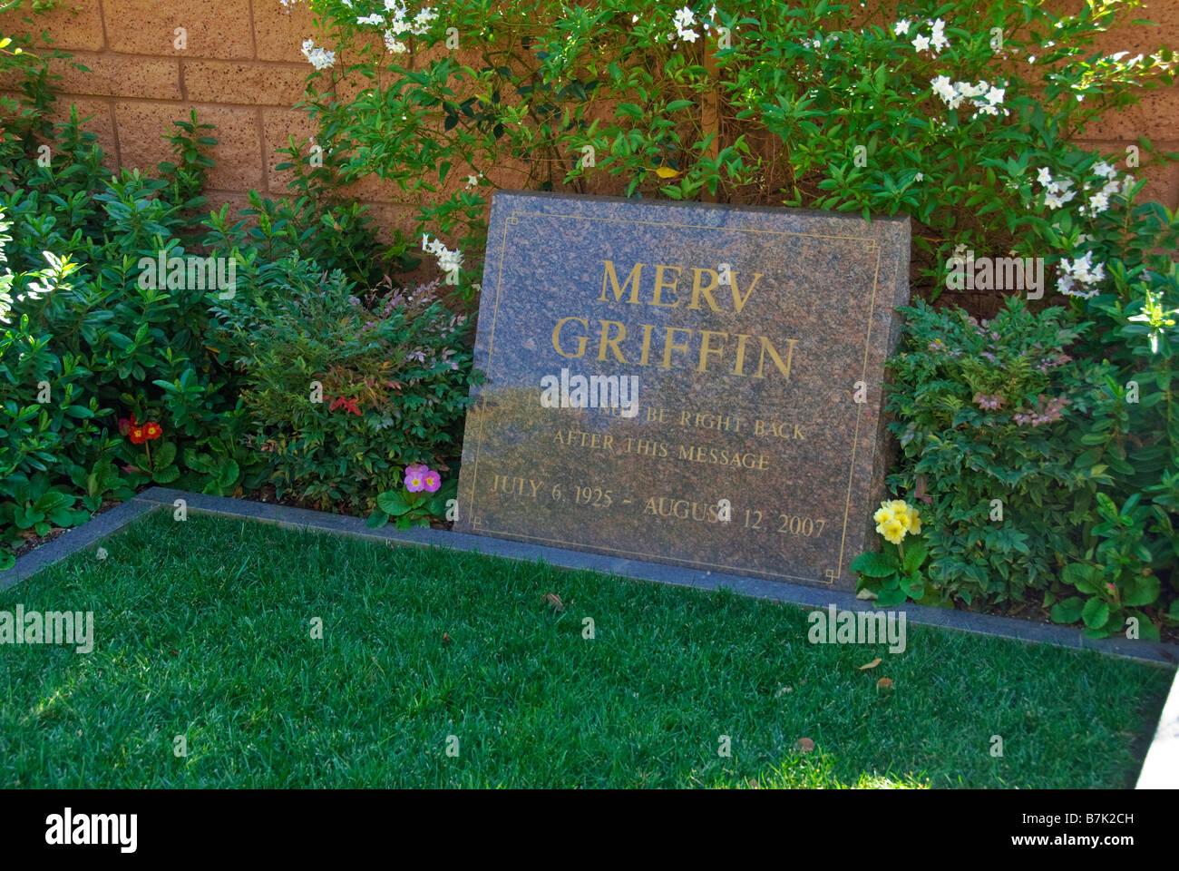 Merv Griffin Hollywood Celebrity Graves Westwood Memorial Park Los Angeles CA Friedhof Leichenhalle letzte Ruhestätte Stockfoto