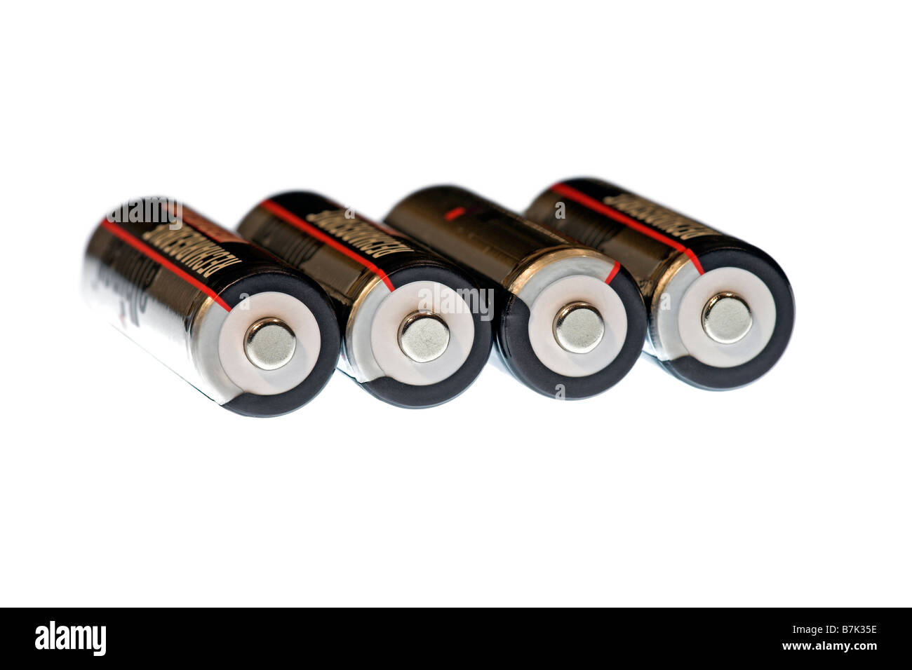 vier Akkus Makro Ausschneiden Stockfoto
