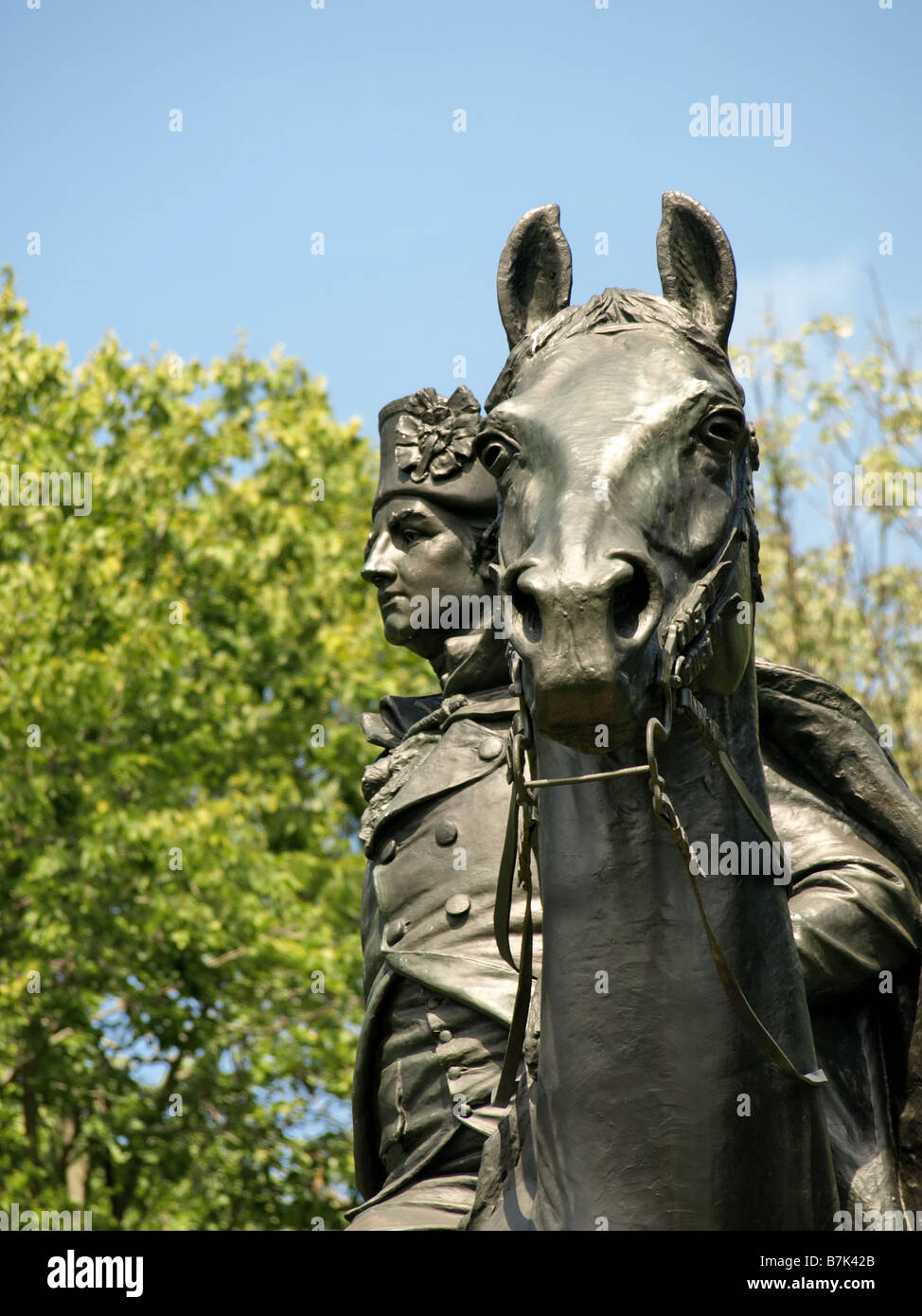 General George Washington-Statue bei Valley Forge National Historical Park, ist er rittlings auf einem Pferd. Stockfoto