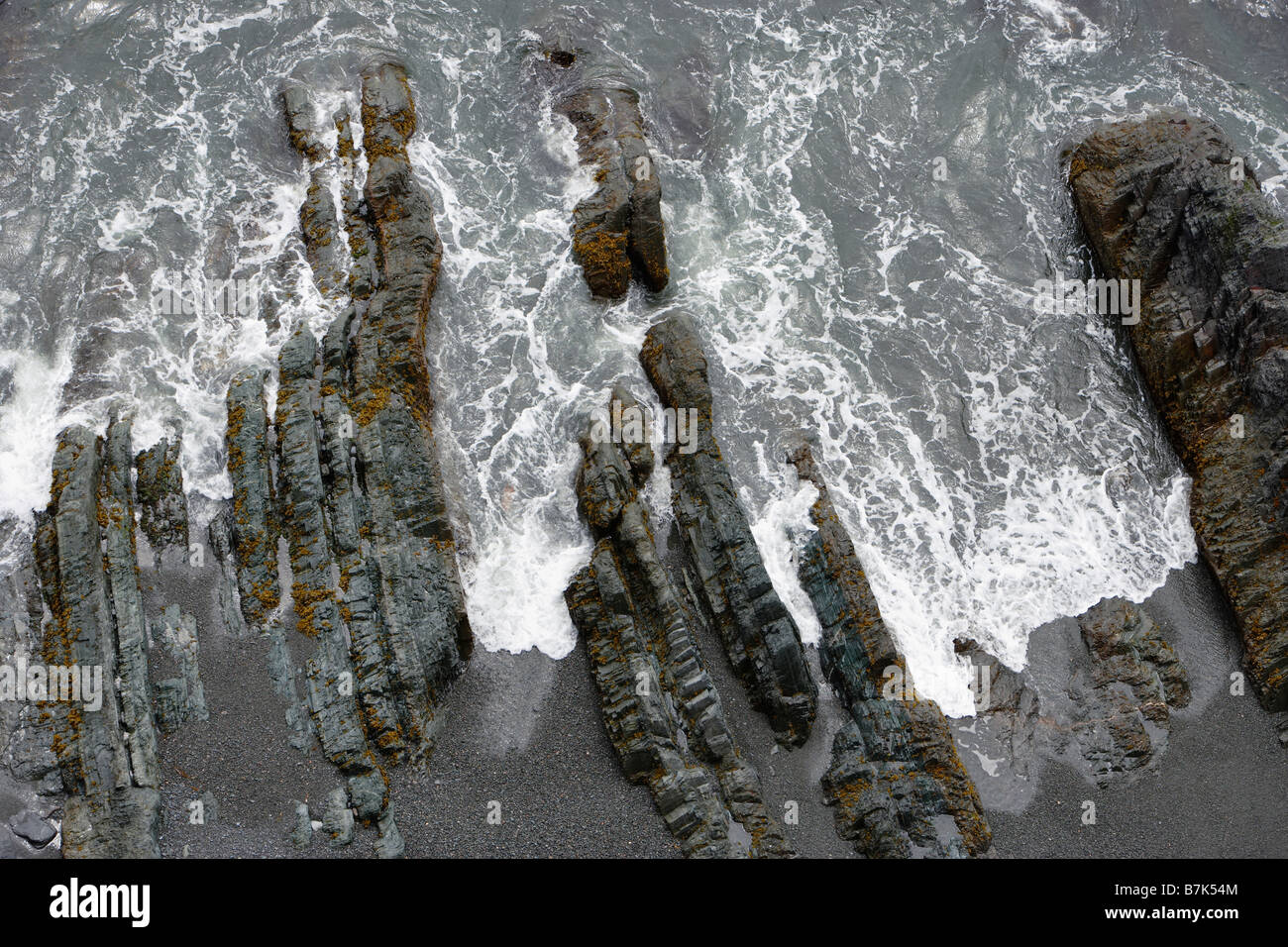 Blick auf Rock und Wave, Trinity, Neufundland, Kanada Stockfoto